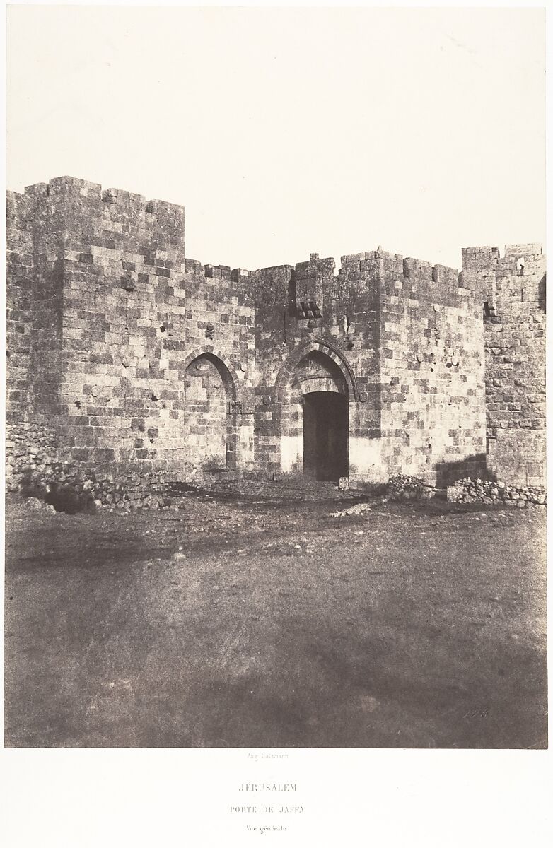 Jérusalem, Porte de Jaffa, Vue générale, Auguste Salzmann (French, 1824–1872), Salted paper print from paper negative 