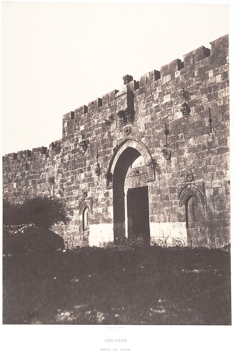 Jérusalem, Porte de David, Vue extérieure, Auguste Salzmann (French, 1824–1872), Salted paper print from paper negative 