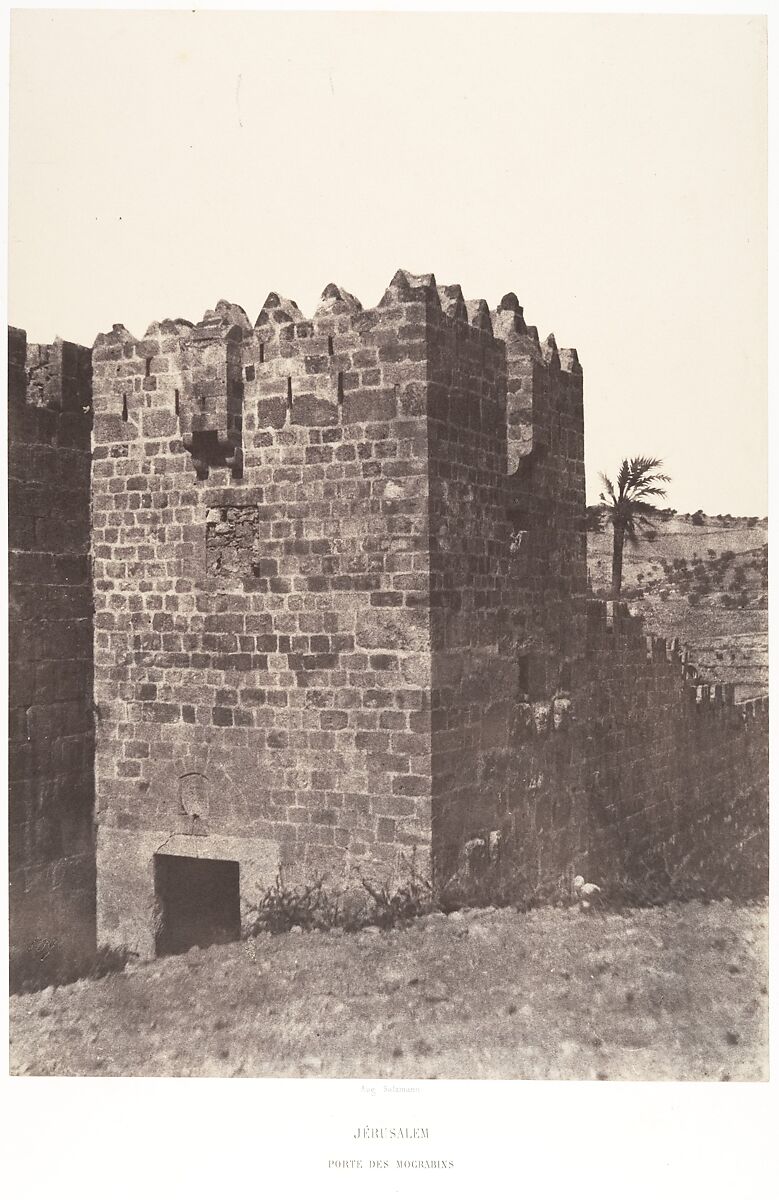 Jérusalem, Porte de Mograbins, Auguste Salzmann (French, 1824–1872), Salted paper print from paper negative 
