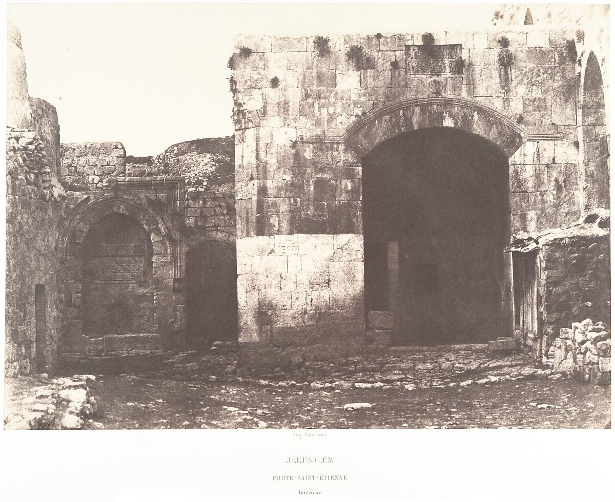 Jérusalem, Porte Saint-Étienne, Intérieur, Auguste Salzmann (French, 1824–1872), Salted paper print from paper negative 