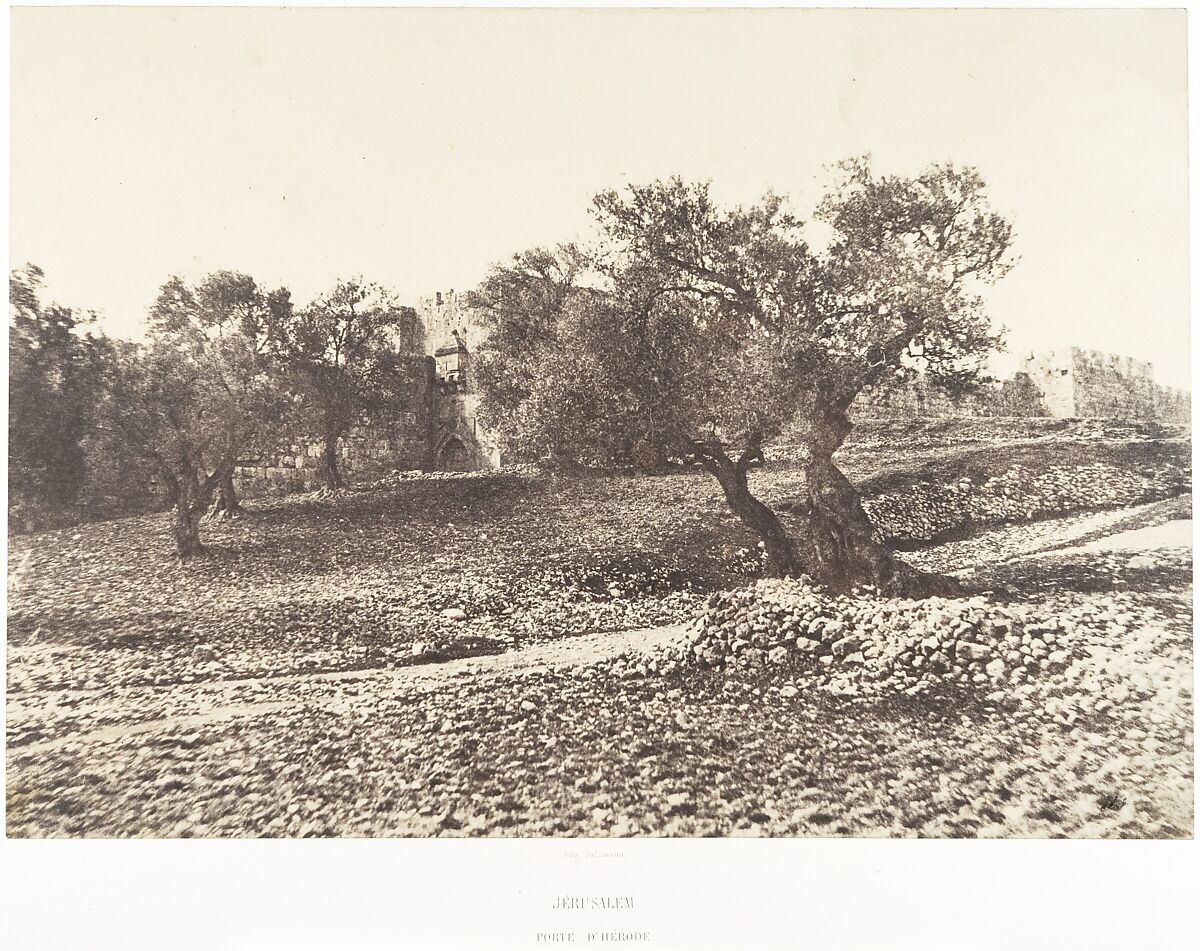 Jérusalem, Porte d'Hérode, Auguste Salzmann (French, 1824–1872), Salted paper print from paper negative 