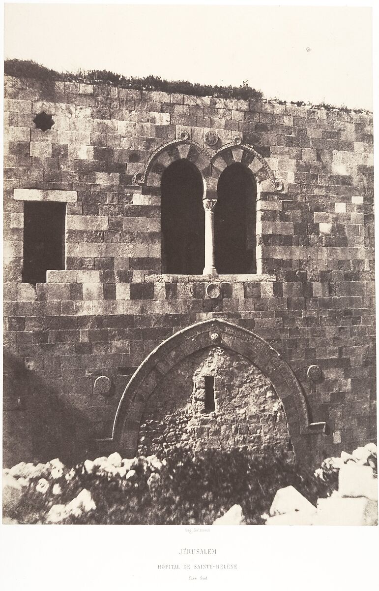 Jérusalem, Hospital de Sainte-Hélène, Face Sud, Auguste Salzmann (French, 1824–1872), Salted paper print from paper negative 
