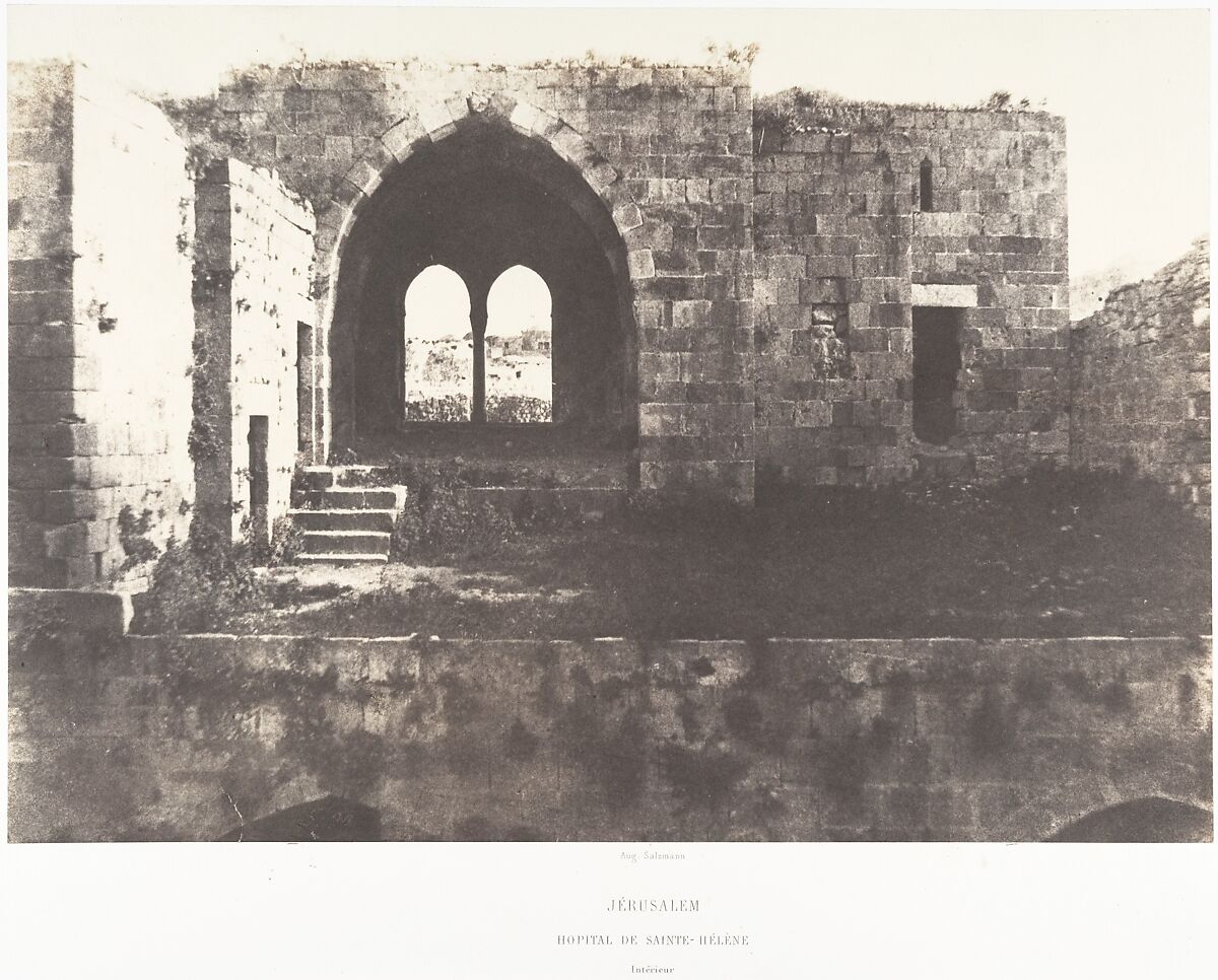 Jérusalem, Hospital de Sainte-Hélène, Intérieur, Auguste Salzmann (French, 1824–1872), Salted paper print from paper negative 