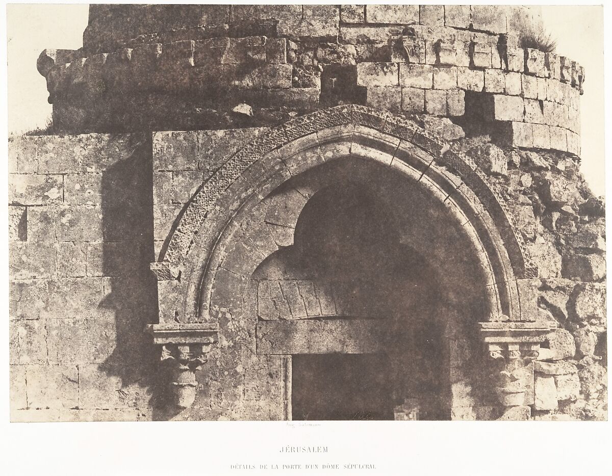 Jérusalem, Détails de la porte d'un Dôme sépulcral, Auguste Salzmann (French, 1824–1872), Salted paper print from paper negative 