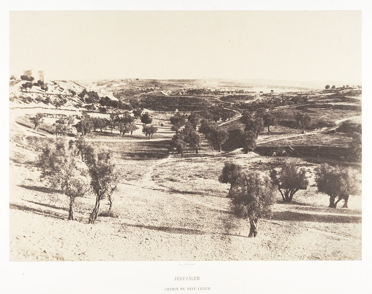 Jérusalem, Chemin de Beit-Lehem, Auguste Salzmann (French, 1824–1872), Salted paper print from paper negative 