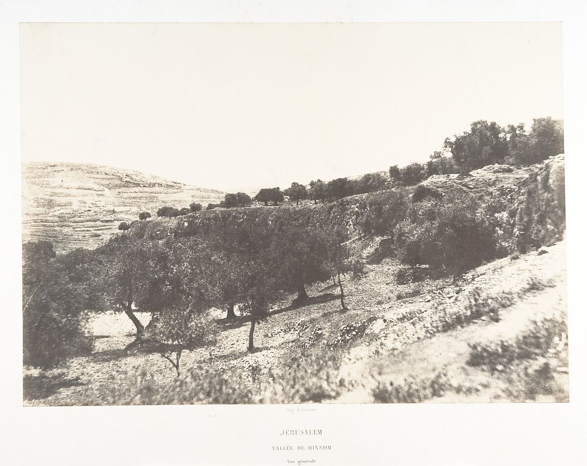 Jérusalem, Vue générale de la Vallée de Hinnom, Auguste Salzmann (French, 1824–1872), Salted paper print from paper negative 