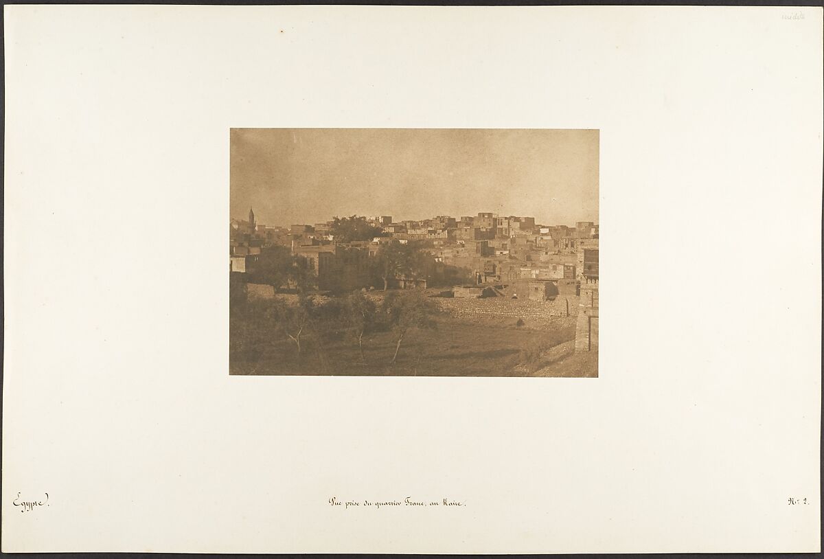 Vue prise du quartier Franc, au Kaire, Maxime Du Camp (French, 1822–1894), Salted paper print from paper negative 