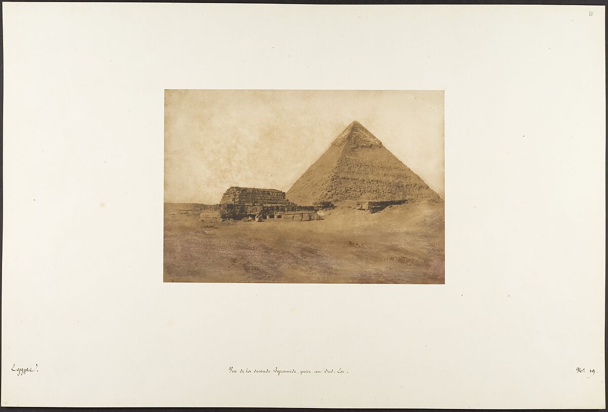 Pyramid of Chephren (Khafre), viewed from the southeast, Egypt, Maxime Du Camp  French, Salted paper print from paper negative