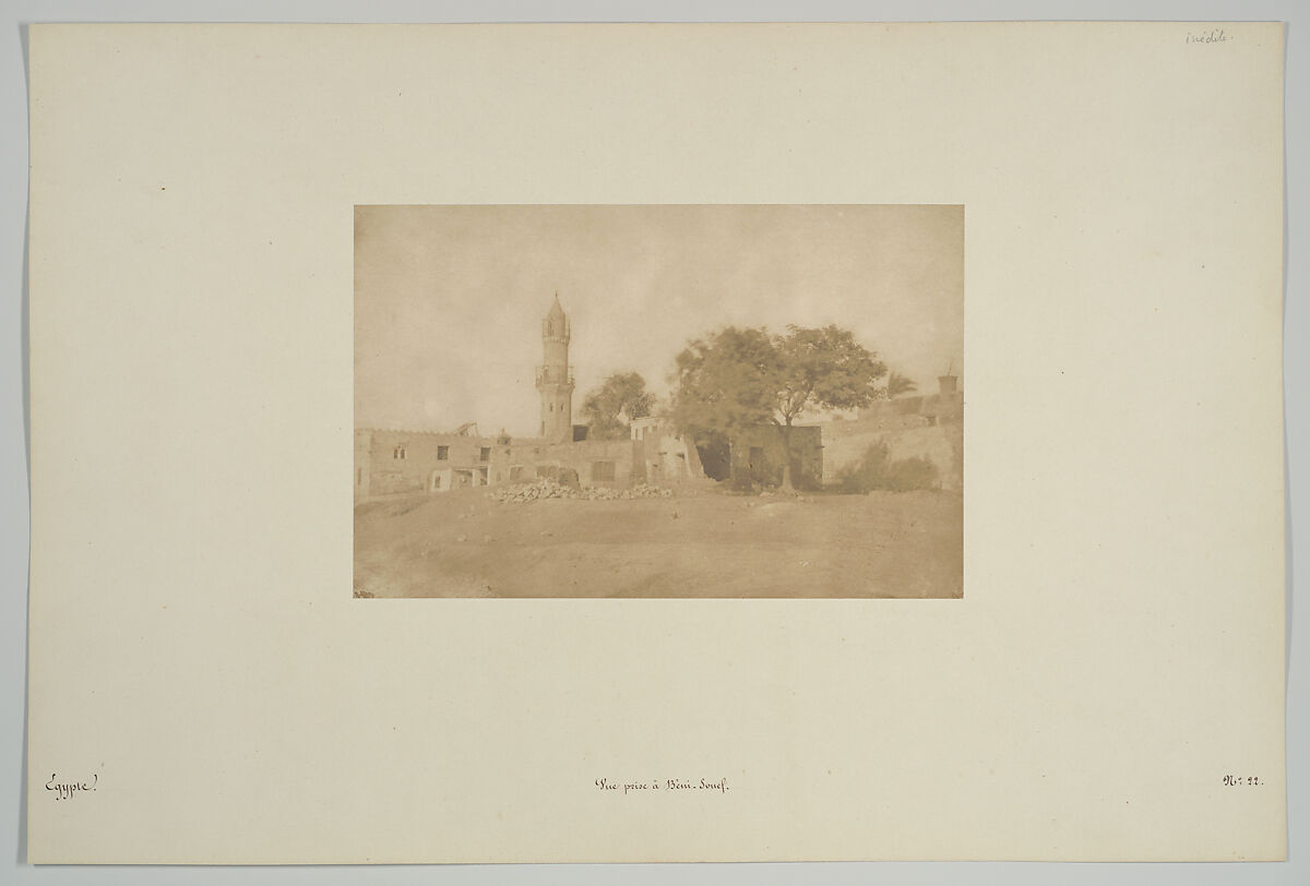 Vue prise à Béni-Souef, Maxime Du Camp (French, 1822–1894), Salted paper print from paper negative 