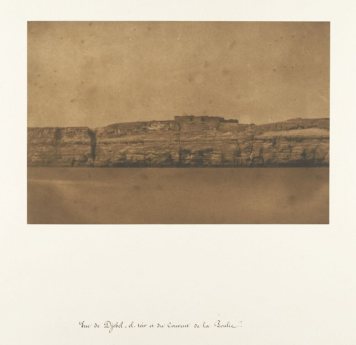 Vue de Djebel-el-teir et du Convent de la Poulie, Maxime Du Camp (French, 1822–1894), Salted paper print from paper negative 