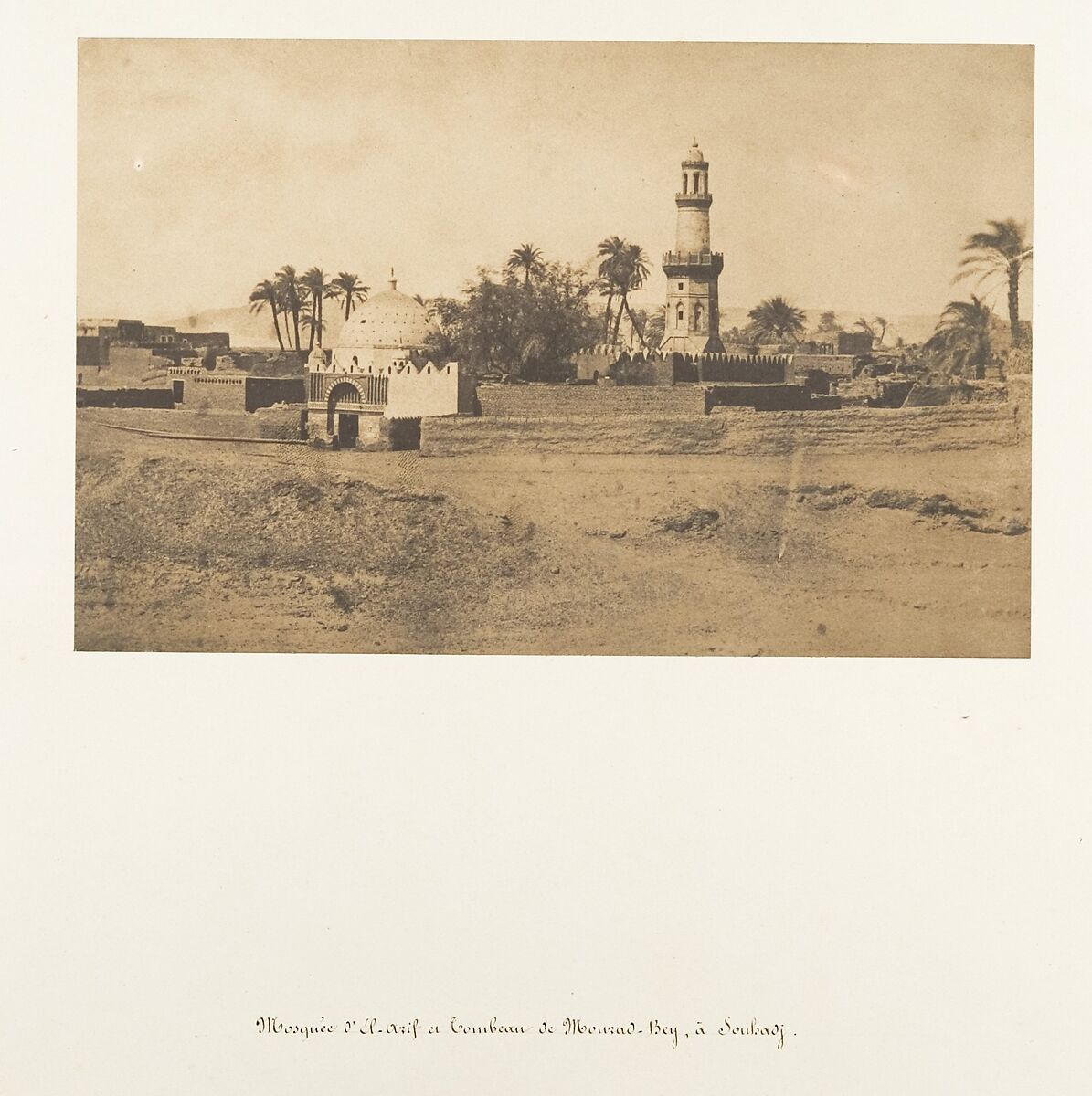 Mosquée d'El-Arif et Tombeau de Mourad-Bey, à Souhadj, Maxime Du Camp (French, 1822–1894), Salted paper print from paper negative 