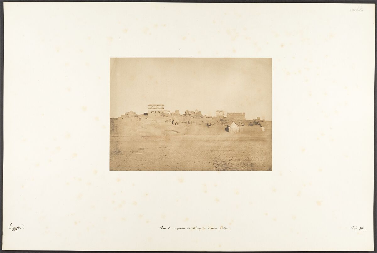 Vue d'une partie du village de Louxor, Thèbes, Maxime Du Camp (French, 1822–1894), Salted paper print from paper negative 