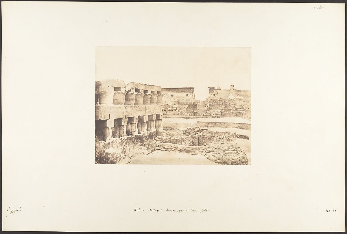 Palais et Village de Louxor, pris du Sud, Thèbes, Maxime Du Camp (French, 1822–1894), Salted paper print from paper negative 