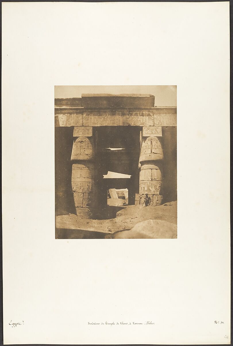 Intérieur du Temple de Khons, à Karnac, Thèbes, Maxime Du Camp (French, 1822–1894), Salted paper print from paper negative 