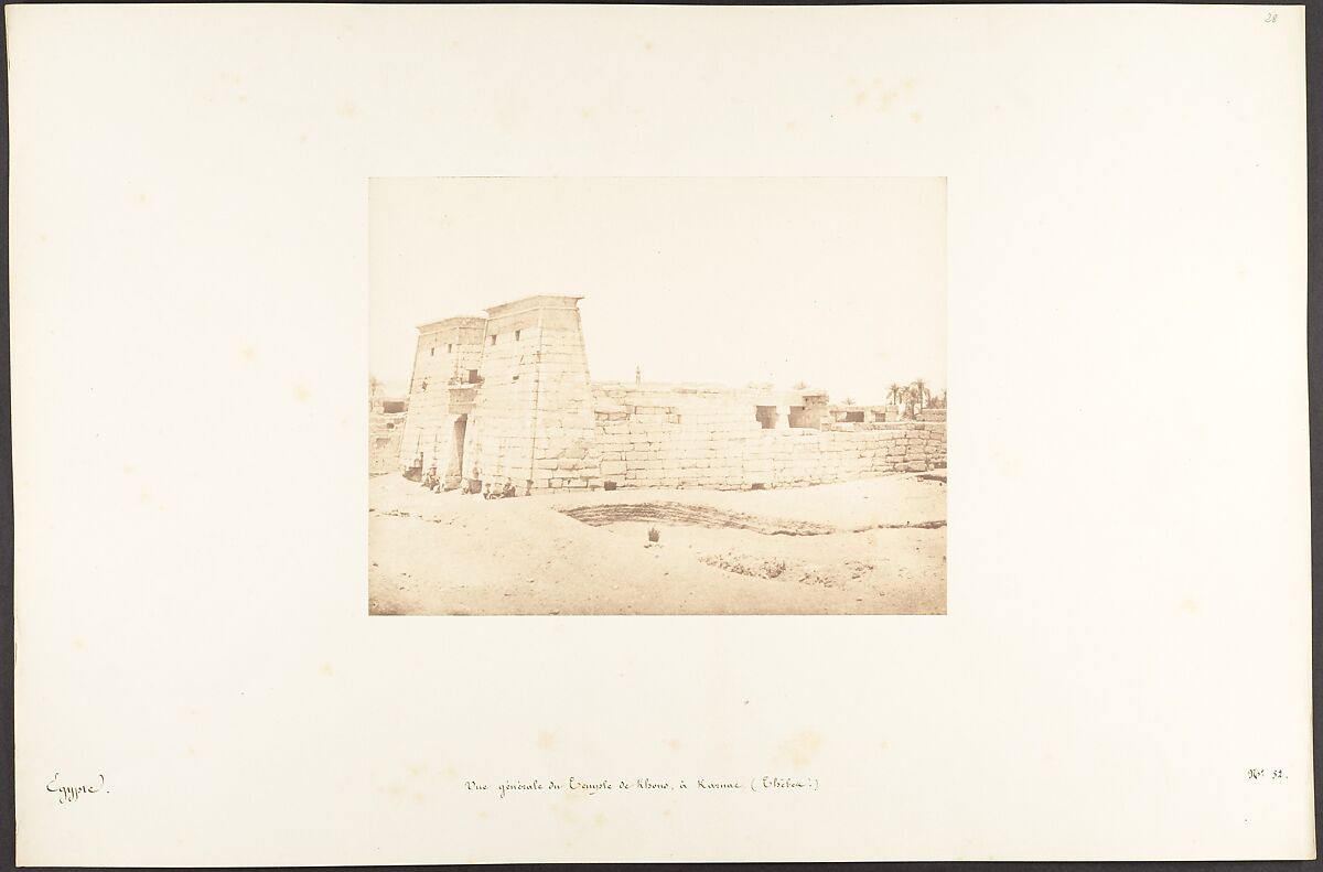 Vue générale du Temple de Khons, à Karnac, Thèbes, Maxime Du Camp (French, 1822–1894), Salted paper print from paper negative 