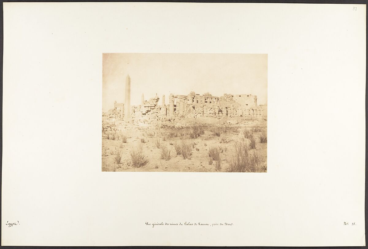 Vue générale des ruines du Palais de Karnac, prise du Nord, Maxime Du Camp (French, 1822–1894), Salted paper print from paper negative 