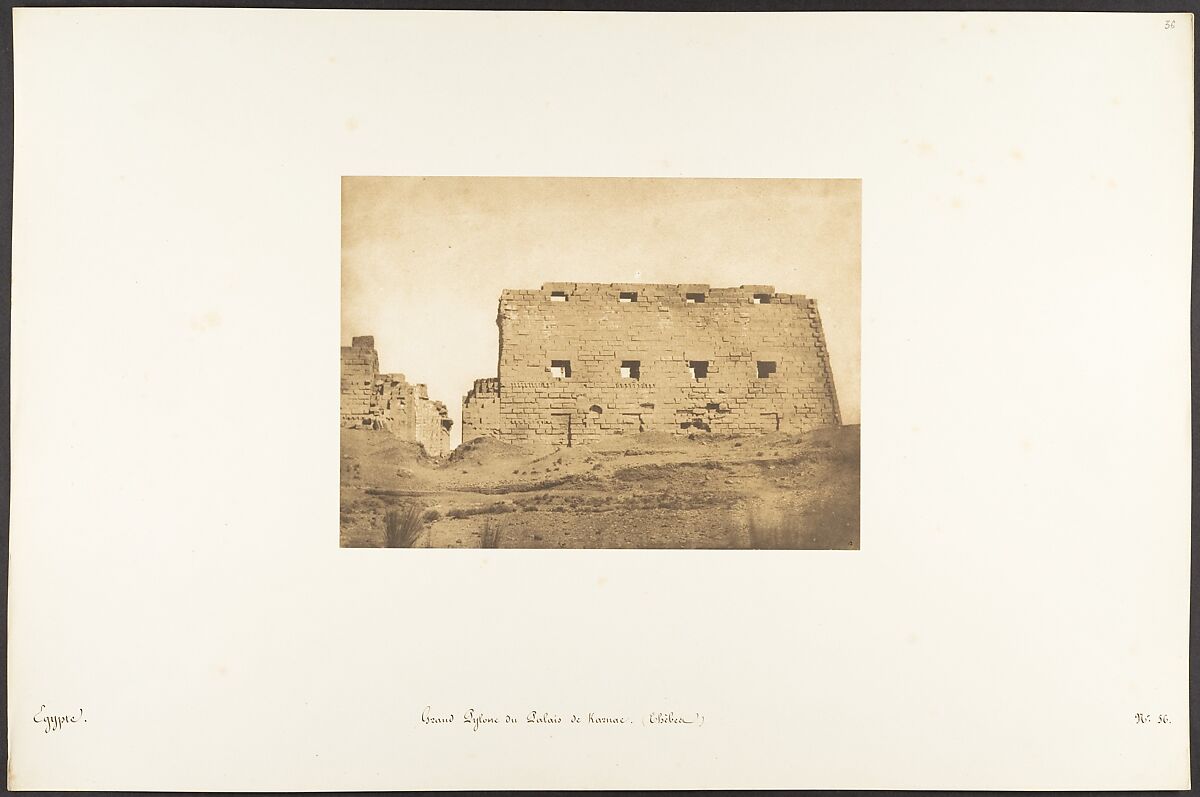 Grand Pylone du Palais de Karnac, Thèbes, Maxime Du Camp (French, 1822–1894), Salted paper print from paper negative 