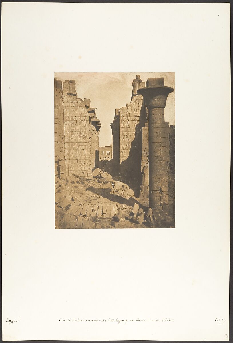 Cour des bubastites et entrée de la Salle Hypostyle du palais de Karnac, Thèbes, Maxime Du Camp (French, 1822–1894), Salted paper print from paper negative 