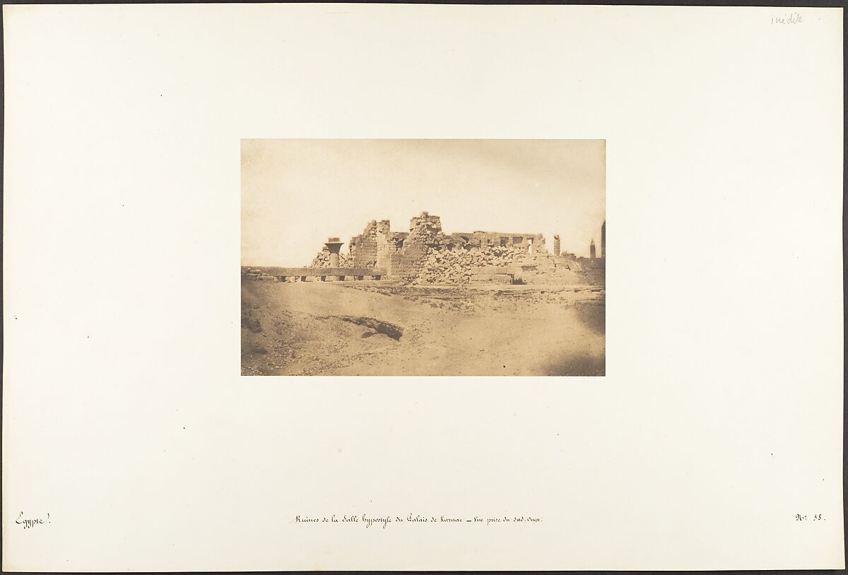 Ruines de la Salle Hypostyle du Palais de Karnac - Vue prise du Sud-Ouest, Maxime Du Camp (French, 1822–1894), Salted paper print from paper negative 