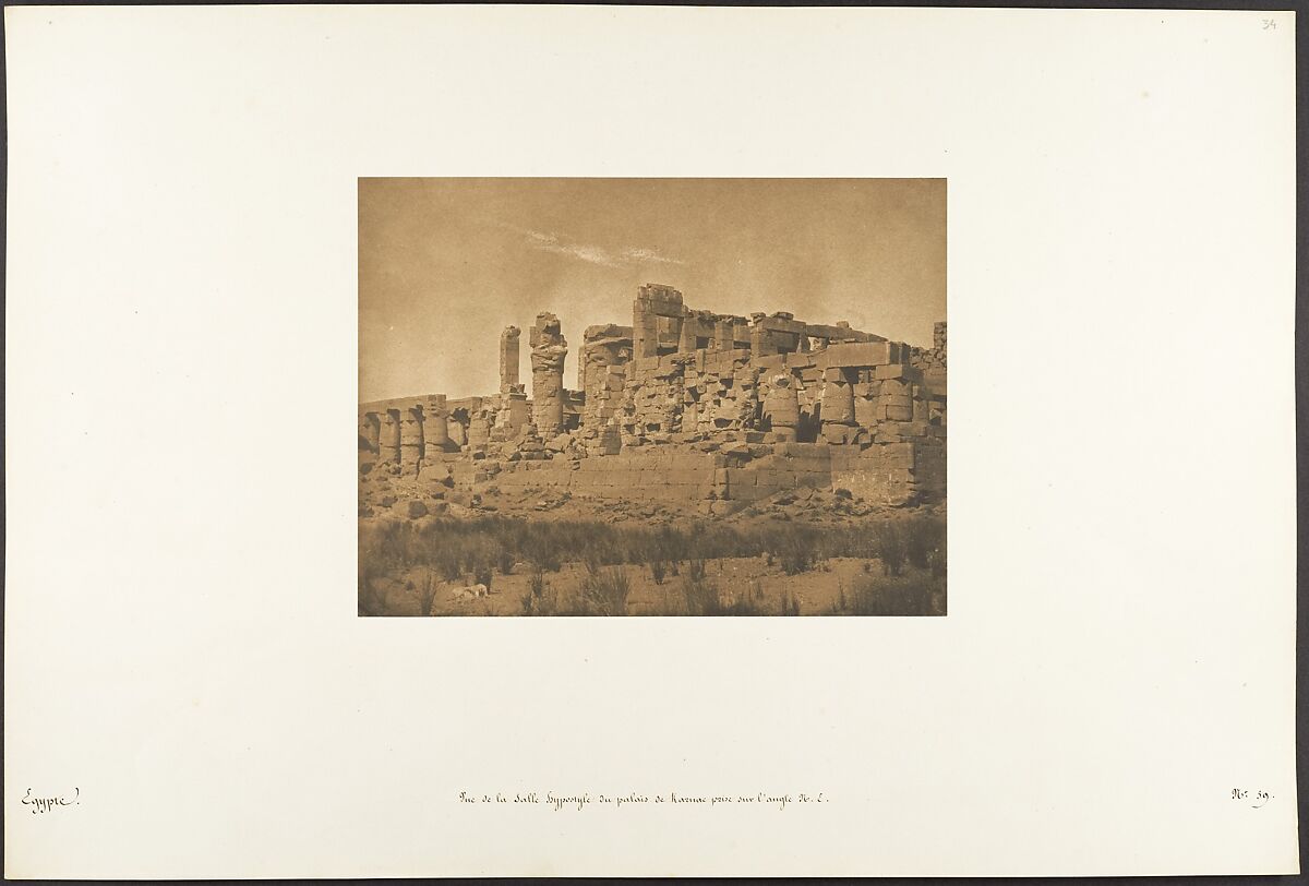 Vue de la Salle Hypostyle du palais de Karnac, prise sur l'angle N.E., Maxime Du Camp (French, 1822–1894), Salted paper print from paper negative 