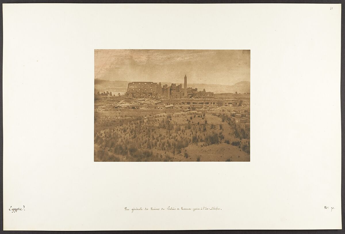 Vue générale des Ruines du Palais de Karnac (prise à l'Est) - Thèbes, Maxime Du Camp (French, 1822–1894), Salted paper print from paper negative 