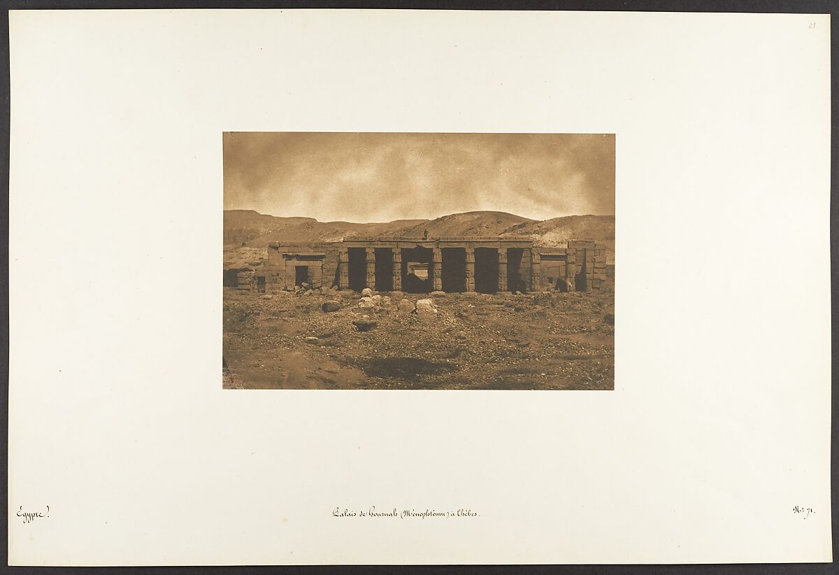 Palais de Gournah (Ménephtéun) à Thèbes, Maxime Du Camp (French, 1822–1894), Salted paper print from paper negative 