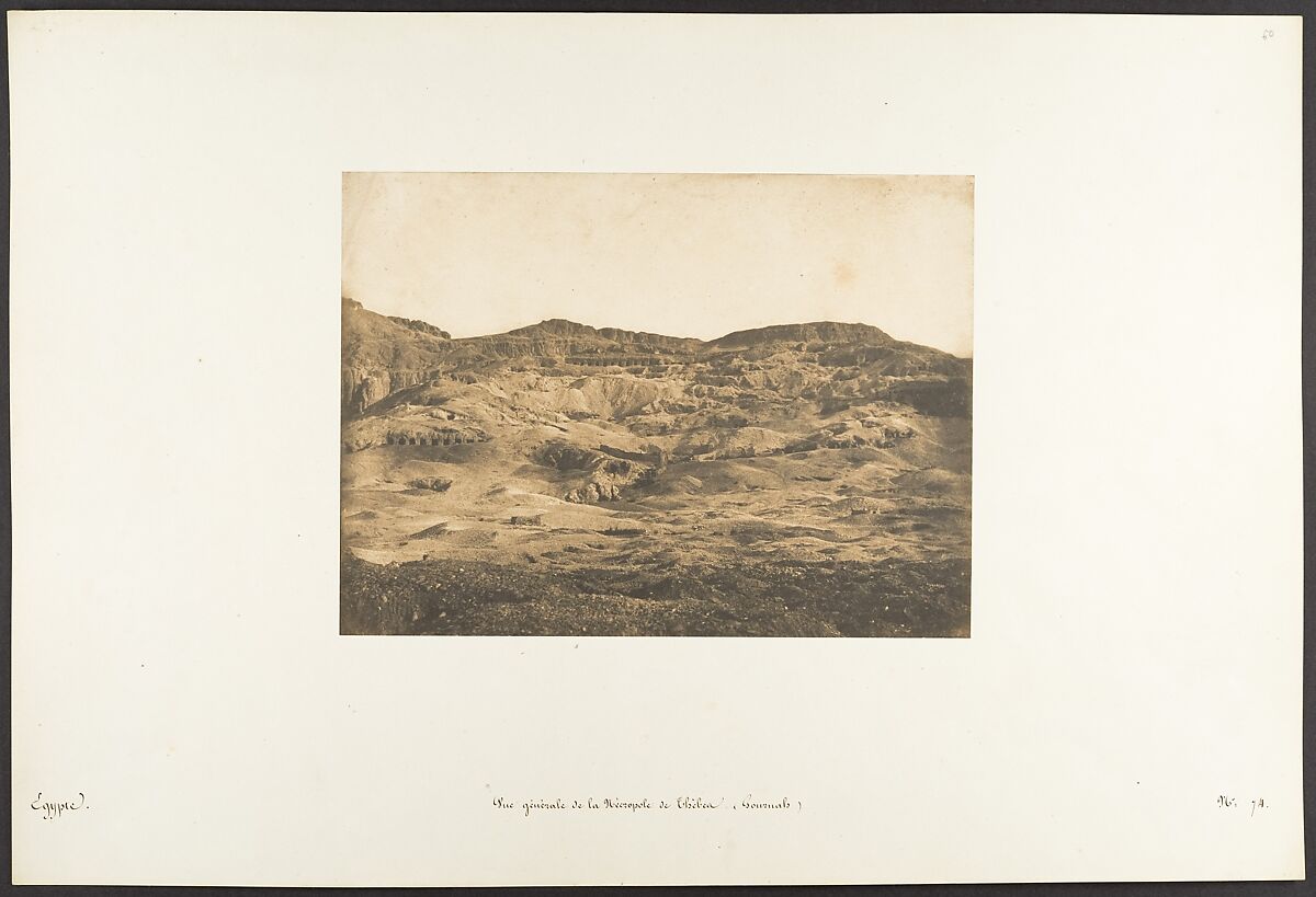 Vue générale de la Nécropole de Thèbes (Gournah), Maxime Du Camp (French, 1822–1894), Salted paper print from paper negative 