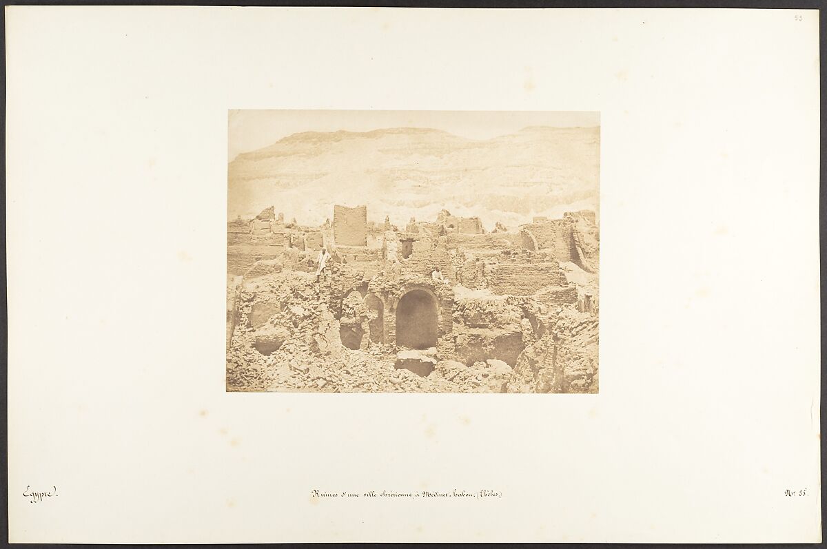 Ruines d'une ville chrétienne, à Médinet-habou (Thèbes), Maxime Du Camp (French, 1822–1894), Salted paper print from paper negative 