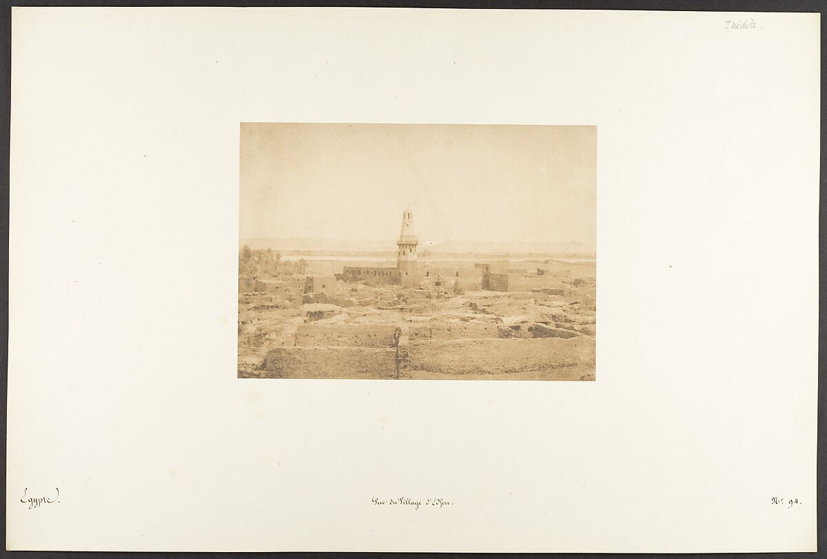 Vue du Village d'Edfou, Maxime Du Camp (French, 1822–1894), Salted paper print from paper negative 