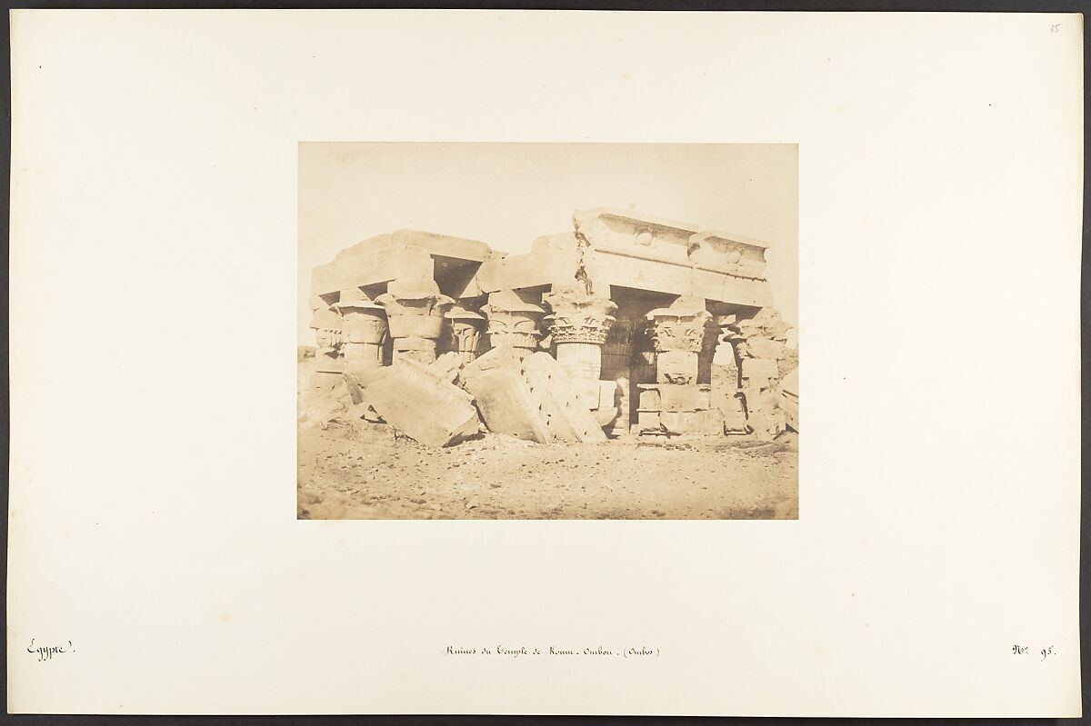 Ruines du Temple de Koum-Ombou (Ombos), Maxime Du Camp (French, 1822–1894), Salted paper print from paper negative 