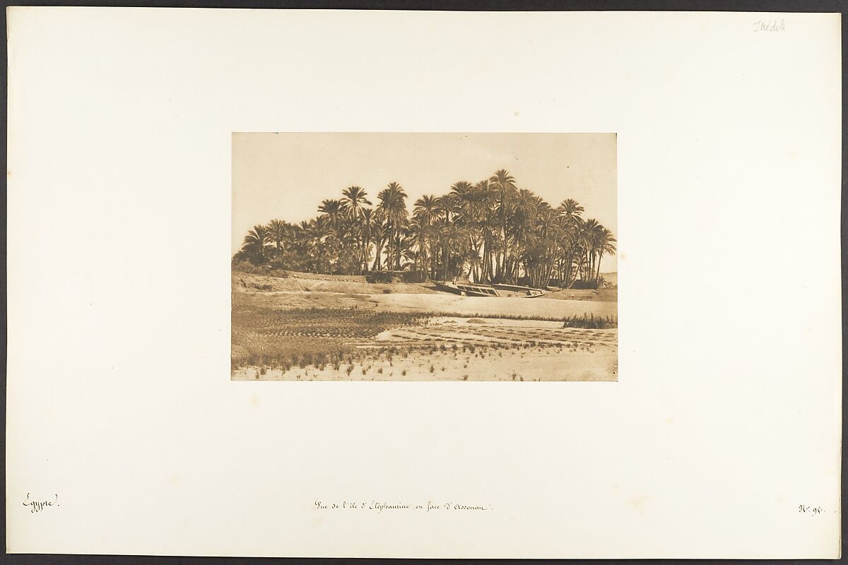 Vue de l'île d'Eléphantine, en face d'Assouan, Maxime Du Camp  French, Salted paper print from paper negative