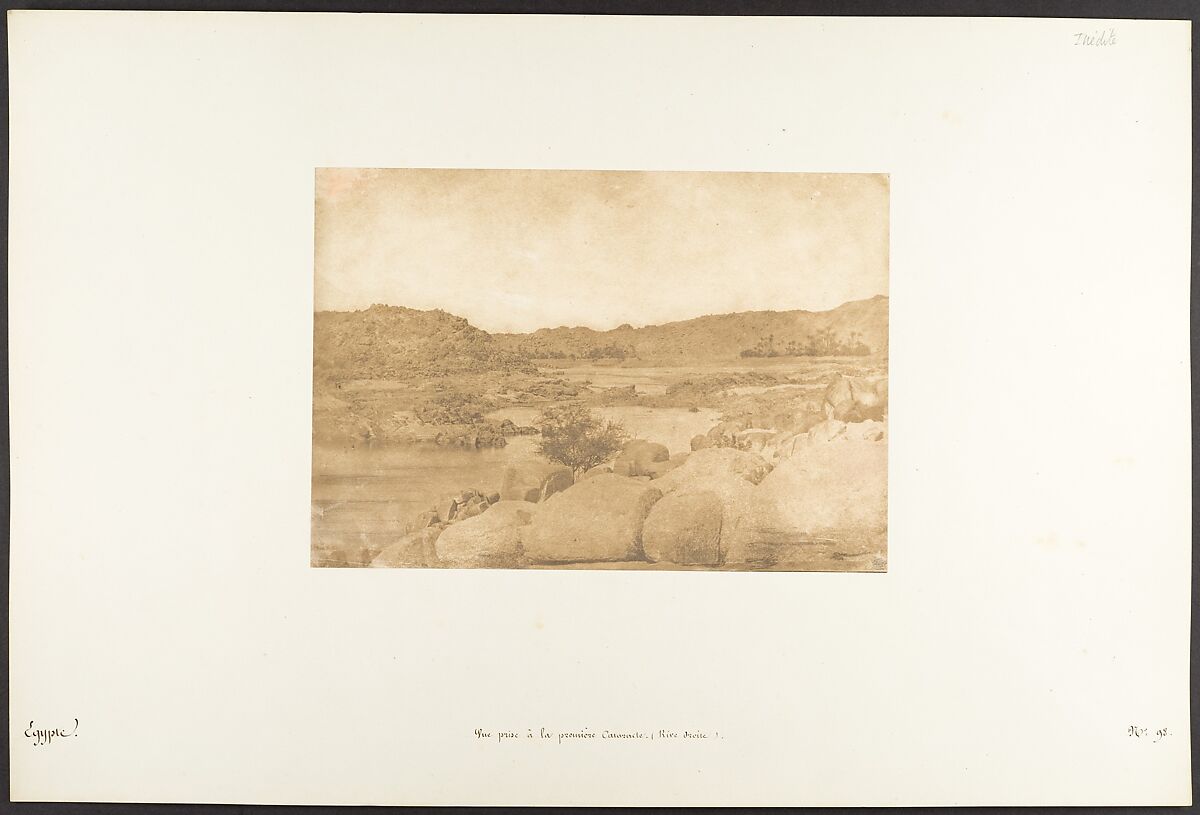 Vue prise à la première Cataracte (Rive droite), Maxime Du Camp (French, 1822–1894), Salted paper print from paper negative 