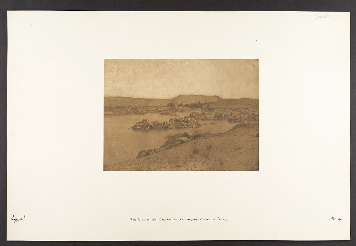 Vue de la première Cataracte, prise à l'Ouest, entre Assouan et Philae, Maxime Du Camp (French, 1822–1894), Salted paper print from paper negative 