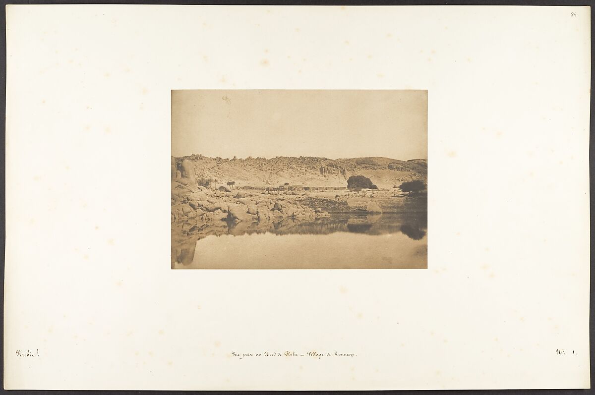 Vue prise au Nord de Philae - Village de Kounoço, Maxime Du Camp (French, 1822–1894), Salted paper print from paper negative 