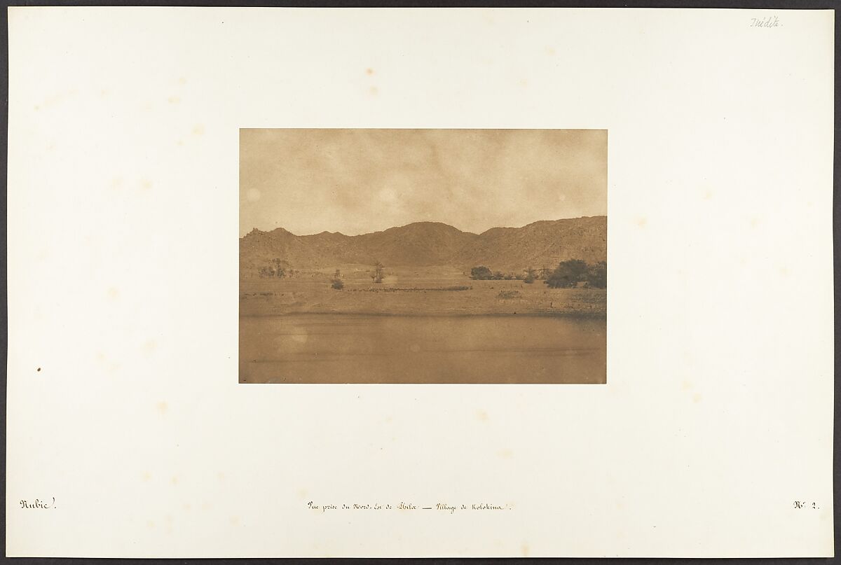 Vue prise du Nord-Est de Philae - Village de Kolokina, Maxime Du Camp (French, 1822–1894), Salted paper print from paper negative 