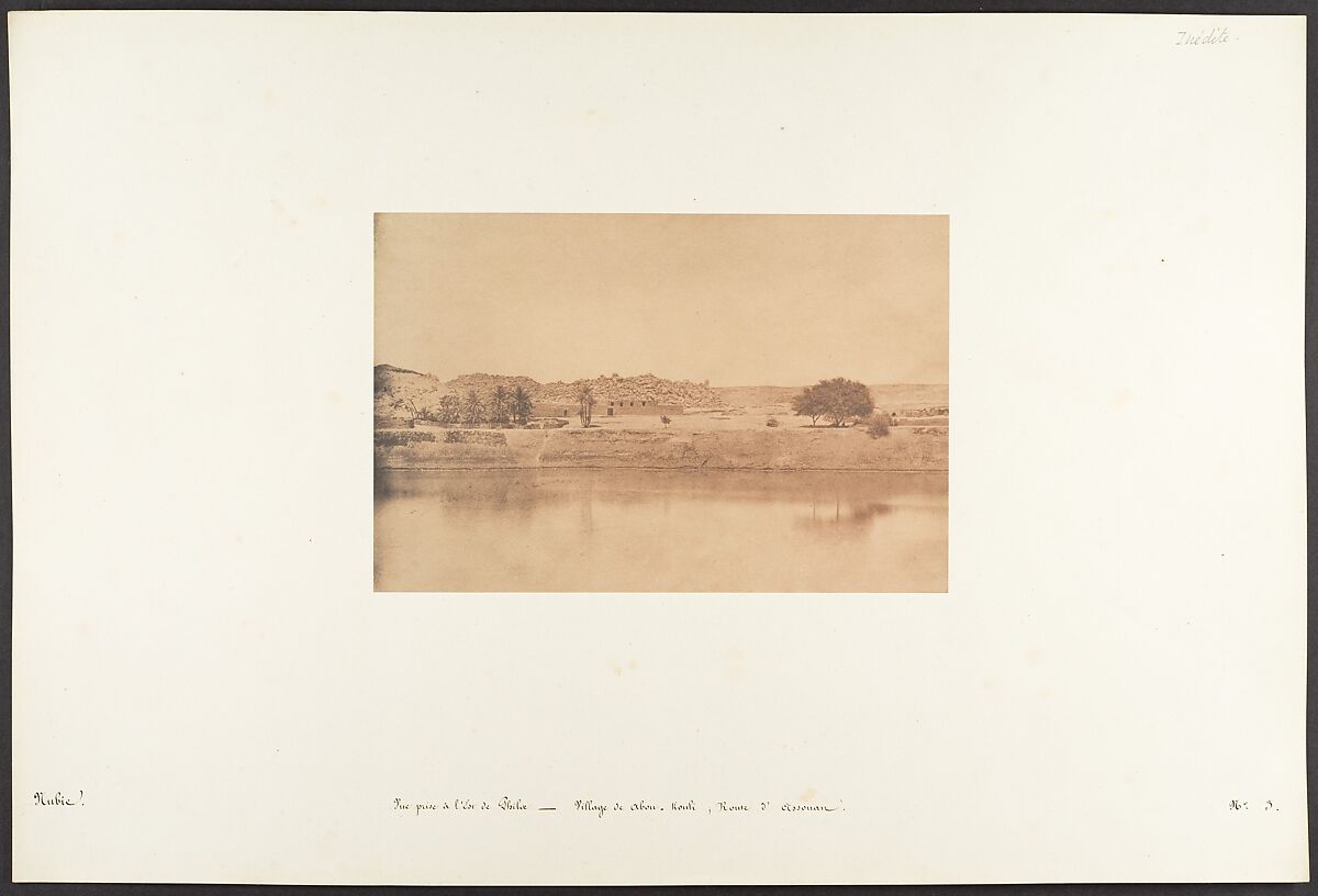 Vue prise à l'Est de Philae - Village de Abou-Kouli; Route d'Assouan, Maxime Du Camp (French, 1822–1894), Salted paper print from paper negative 