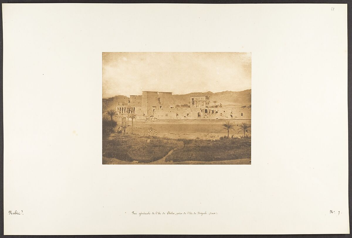 Vue générale de l'île de Philae, prise de l'île de Begueh (Ouest), Maxime Du Camp (French, 1822–1894), Salted paper print from paper negative 