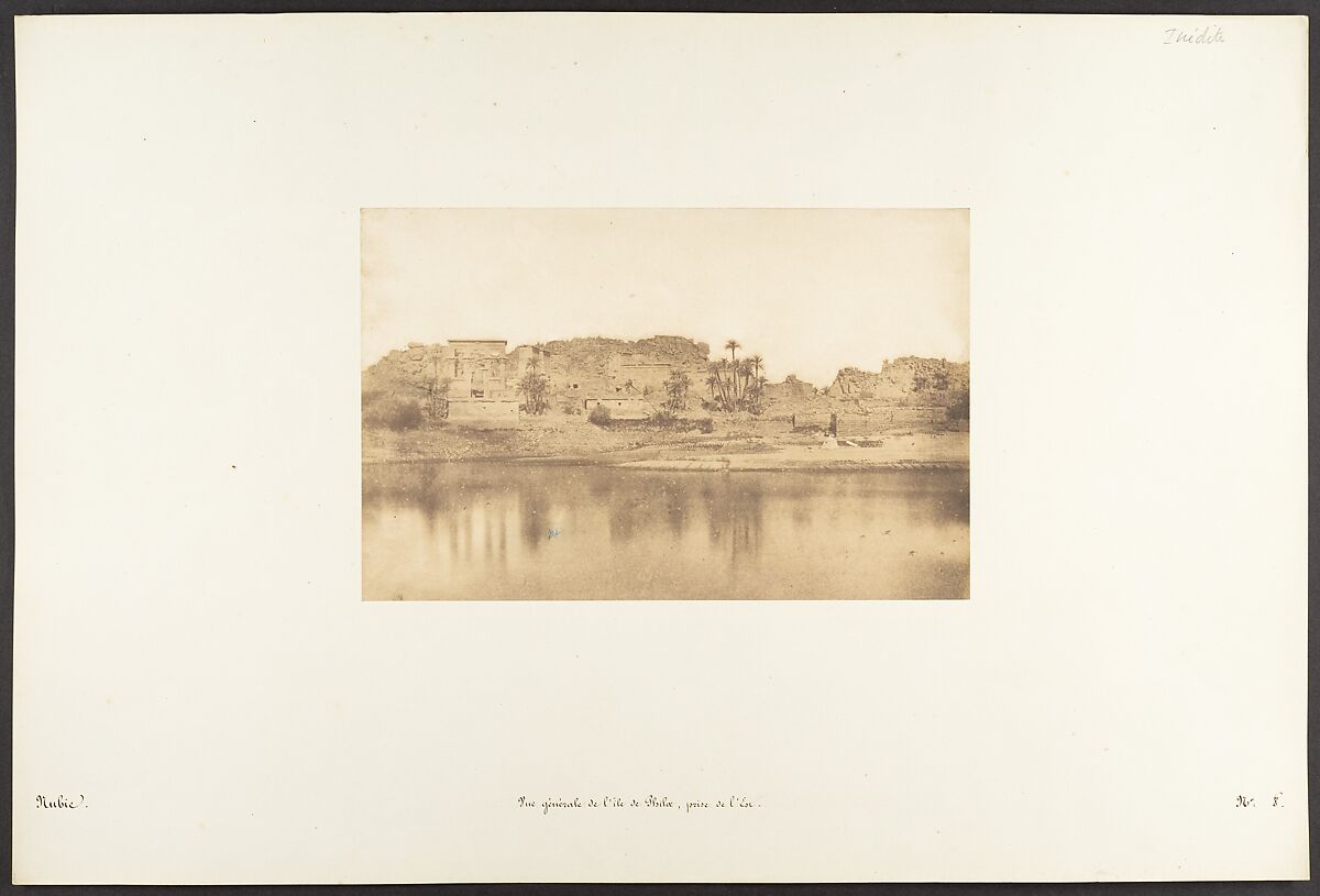 Vue générale de l'île de Philae, prise de l'Est, Maxime Du Camp (French, 1822–1894), Salted paper print from paper negative 