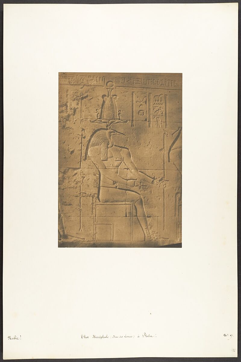 Thot Ibiocéphale (Dieu des Lettres) à Philae, Maxime Du Camp (French, 1822–1894), Salted paper print from paper negative 