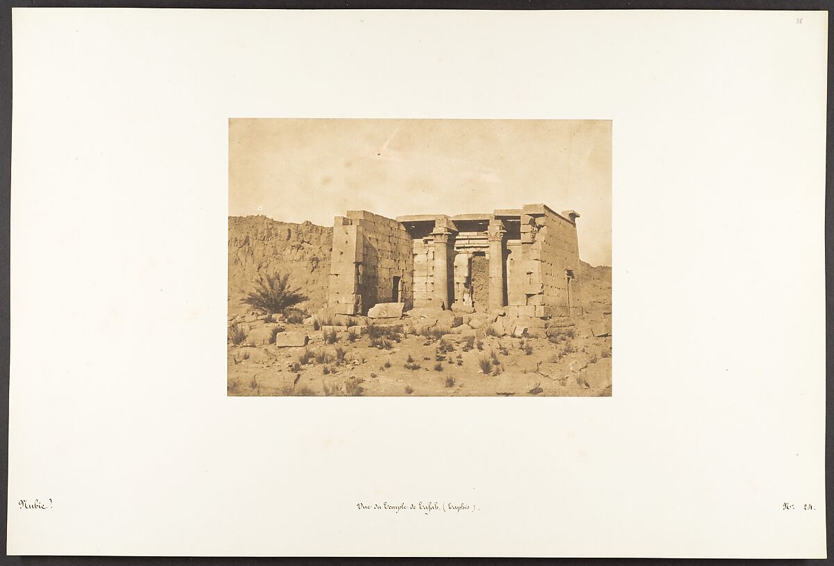 Vue du Temple de Tafah (Taphis), Maxime Du Camp (French, 1822–1894), Salted paper print from paper negative 