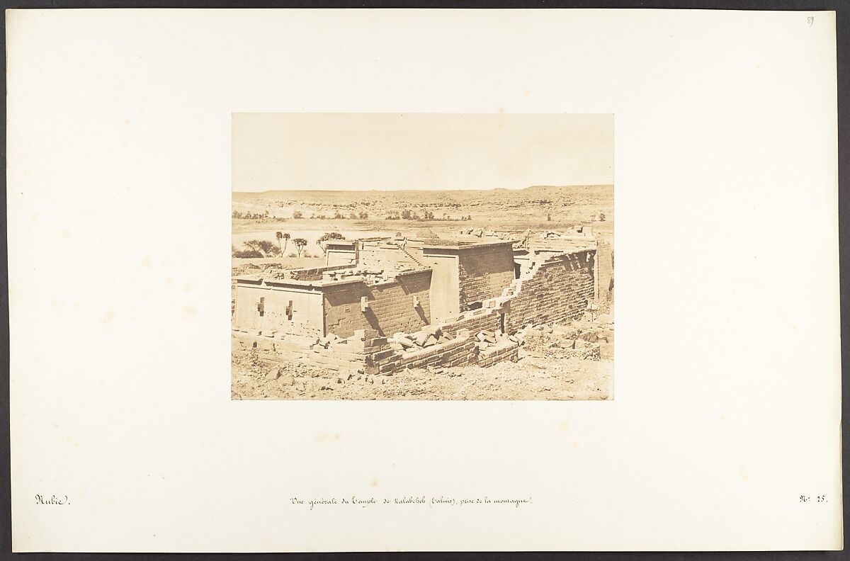 Vue générale du Temple de Kalabcheh (Talmis), prise de la montagne, Maxime Du Camp (French, 1822–1894), Salted paper print from paper negative 