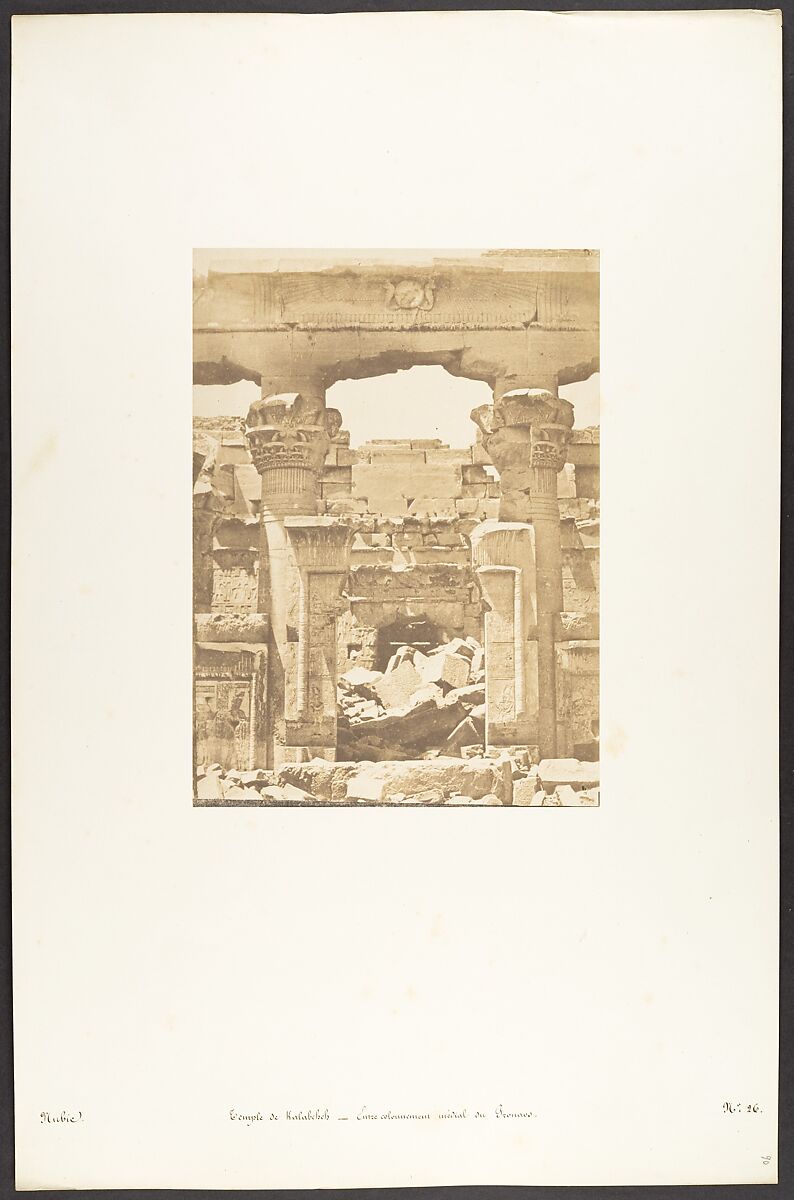 Temple de Kalabcheh - Entre colonnement médial du Pronaos, Maxime Du Camp  French, Salted paper print from paper negative