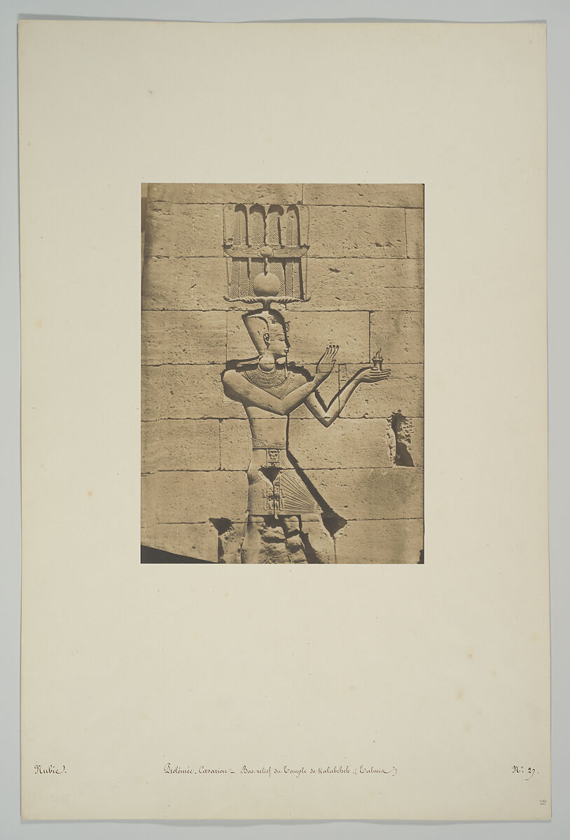 Ptolémée-Cæsarion - Bas-relief du Temple de Kalabcheh (Talmis), Maxime Du Camp  French, Salted paper print from paper negative