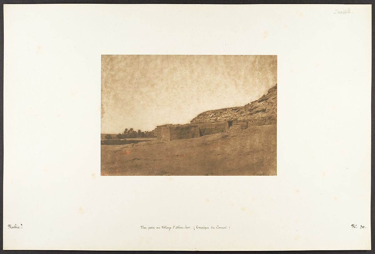 Vue prise au Village d'Abou-hor (Tropique du Cancer), Maxime Du Camp (French, 1822–1894), Salted paper print from paper negative 
