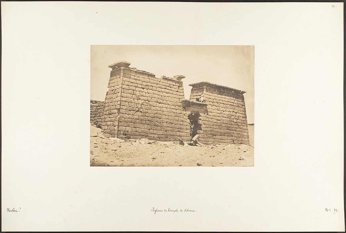 Pylones du Temple de Sébona, Maxime Du Camp (French, 1822–1894), Salted paper print from paper negative 