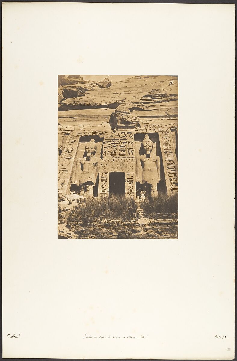 Entrée du Spéos d'Athor, à Abousembil, Maxime Du Camp (French, 1822–1894), Salted paper print from paper negative 
