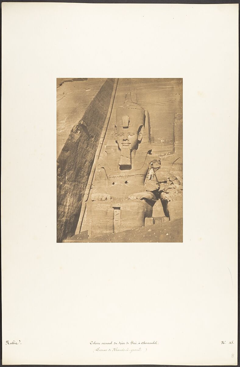 Colosse oriental du Spéos de Phré, à Abousembil (Portrait de Rhamsès-le-grand), Maxime Du Camp (French, 1822–1894), Salted paper print from paper negative 