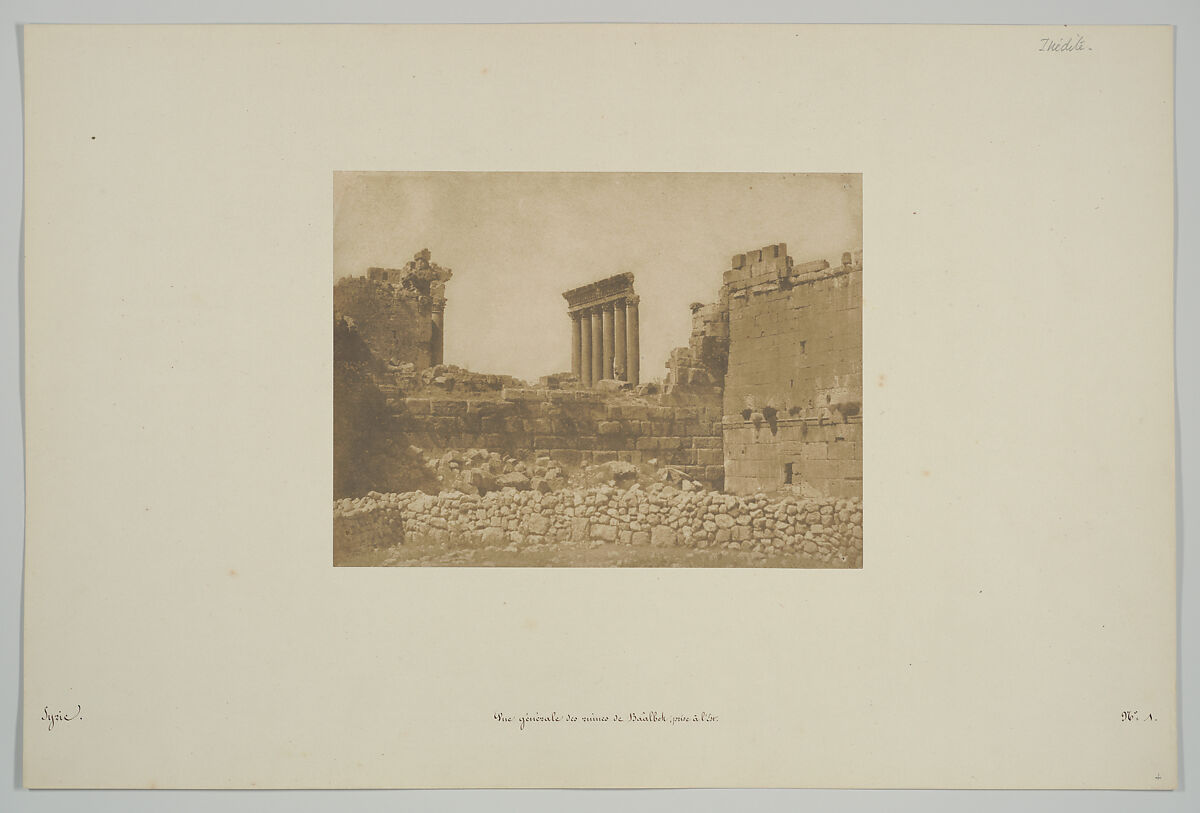Vue générale des ruines de Baâlbek, prise à l'Est, Maxime Du Camp (French, 1822–1894), Salted paper print from paper negative 