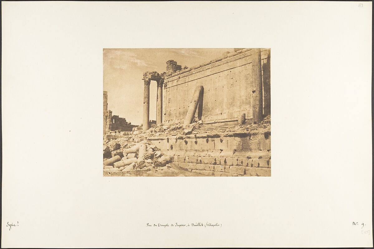 Vue du Temple de Jupiter, à Baâlbek (Héliopolis), Maxime Du Camp (French, 1822–1894), Salted paper print from paper negative 