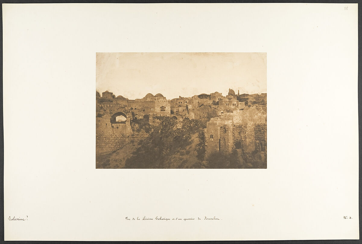 Vue de la Piscine Probatique et d'un quartier de Jérusalem, Maxime Du Camp (French, 1822–1894), Salted paper print from paper negative 